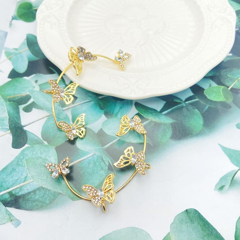 Taichell Store Shining Butterfly Ear Cuffs Zircon Butterfly Earrings for Women Ear Cuffs for Women Non Piercing Ear Wrap Around Earrings - Image 5